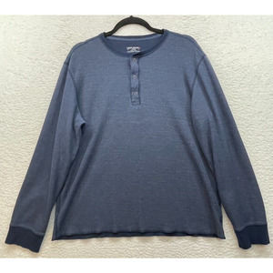Untuckit Shirt Mens Large Blue Schrock Henley Thermal Snap Classic Preppy Casual